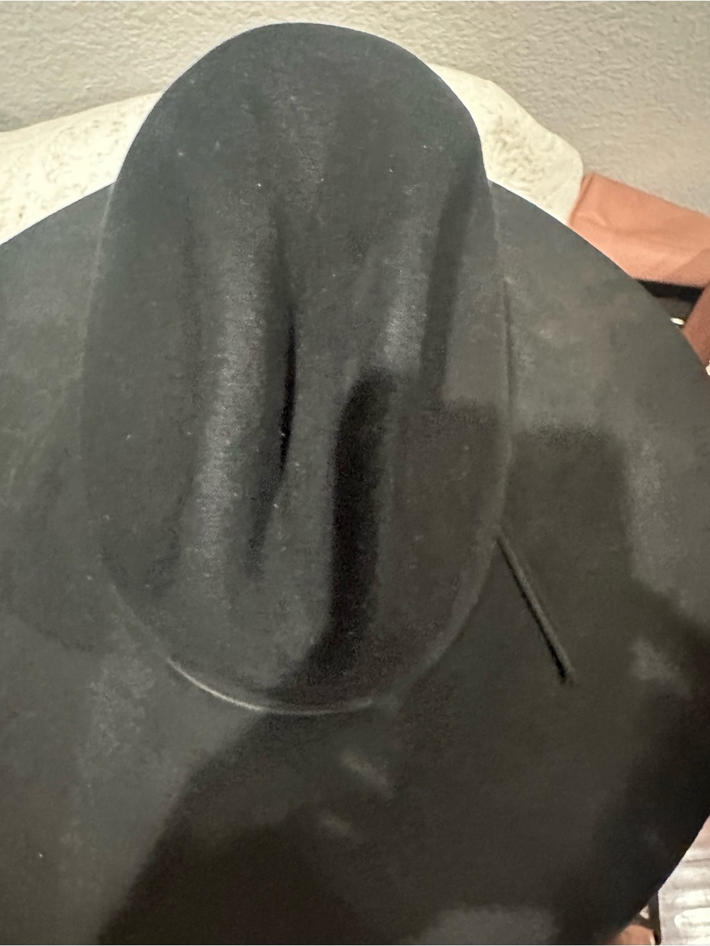 Black Wide-Brim Wool Cowboy Hat for Men - Picture 3 of 7